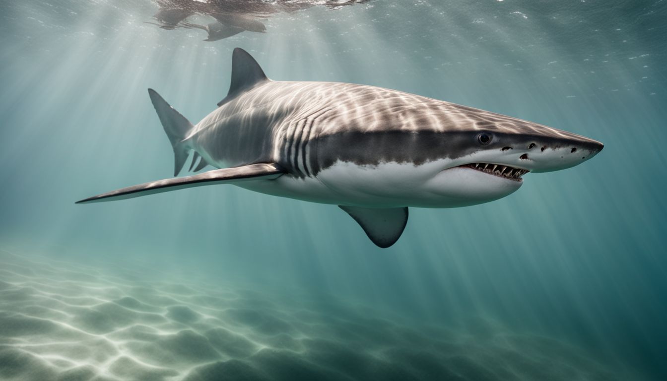 A stunning shark swimming peacefully in clear ocean waters.