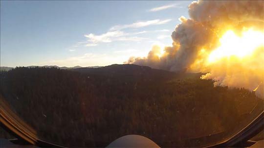 Forest Fire view from Helicopter
