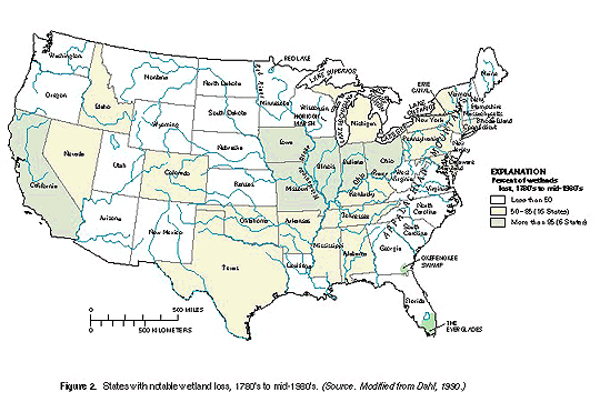 Lands with noticable Wetlands Loss